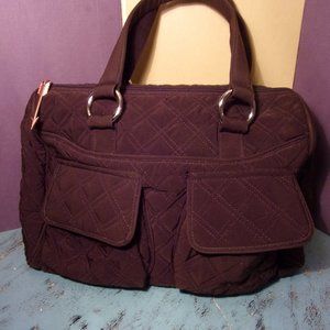 Vera Bradley Espresso Dark Brown Cargo Satchel Handbag Purse Quilted Microfiber